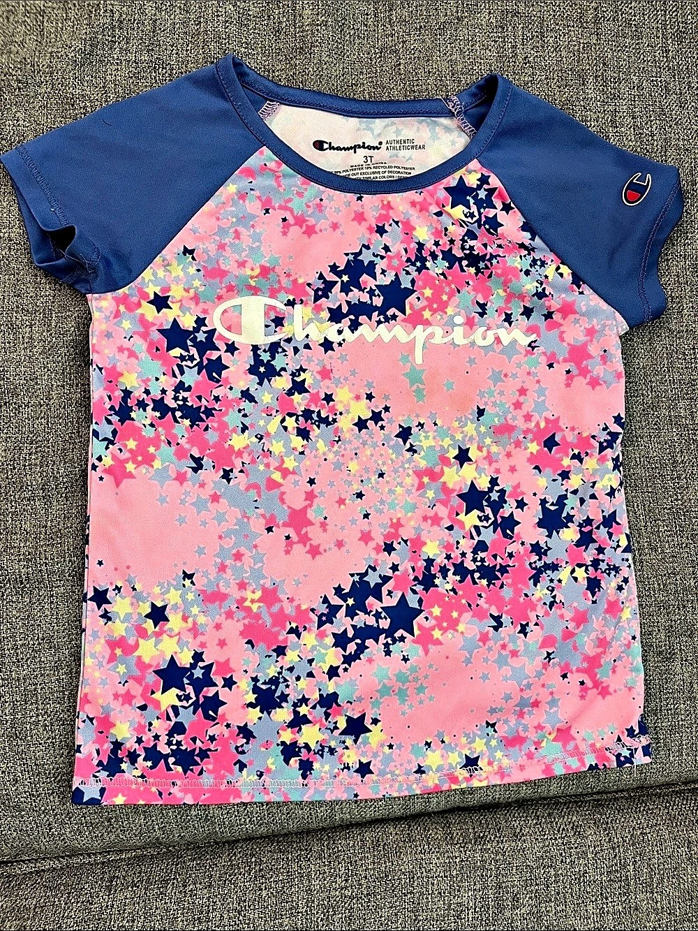 Champion Girls 3T Star Print Short Sleeve Tee Like New 100% Poly